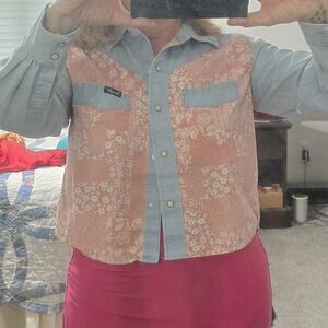 Wrangler Retro Blue and Pink Long Sleeve Button Down Shirt XS  0072